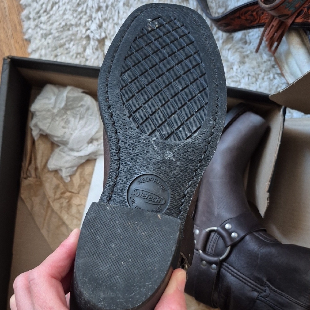 Frye Brown Leather Harness Combat Boots - Picture 5 of 10